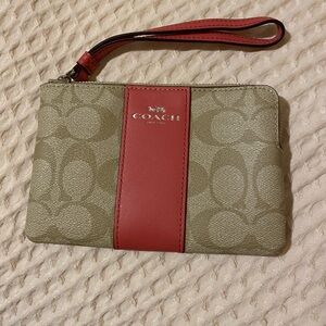 Coach Corner Zip Wristlet in Signature Canvas